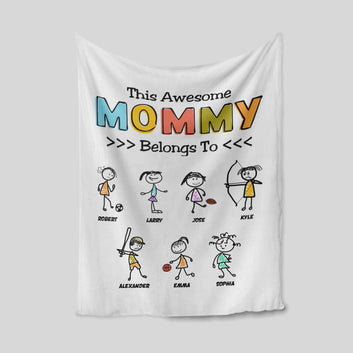 This Awesome Mommy Belongs To Blanket, Mom Blanket, Child Blanket, Sport Blanket, Custom Name Blanket, Family Blanket