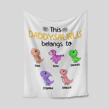This Daddysaurus Belongs To Blanket, Dinosaur Blanket, Dad Blanket, Custom Name Blanket, Family Blanket