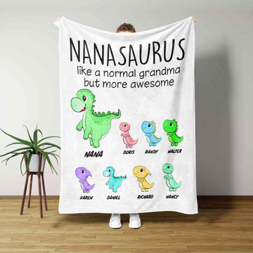Nanasaurus Blanket, Nana Blanket, Dinosaur Blanket, Custom Name Blanket, Family Blanket, Gift Blanket