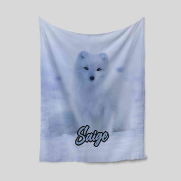 Personalized Name Blanket, Arctic Fox Blanket, Fox Blanket, Family Blanket, Gift Blanket