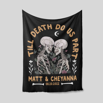 Till Death Do Us Part Blanket, Horror Blanket, Couple Blanket, Custom Name Blanket, Halloween Blanket