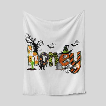 Honey Blanket, Horror Blanket, Bat Blanket, Halloween Blanket, Custom Name Blanket, Gift Blanket