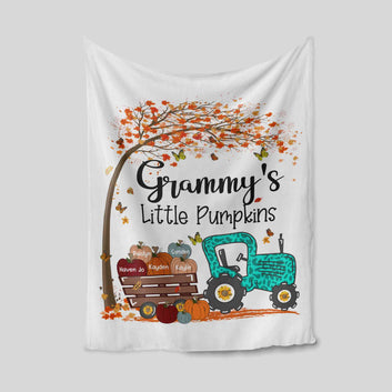 Grammy's Little Pumpkins Blanket, Truck Blanket, Pumpkin Blanket, Butterfly Blanket, Custom Name Blanket, Gift Blanket