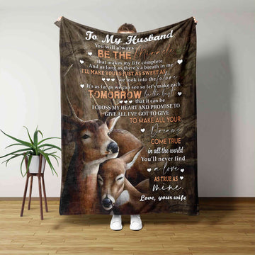 To My Husband Blanket, Deer Blanket, Forest Blanket, Heart Blanket, Custom Name Blanket, Gift Blanket