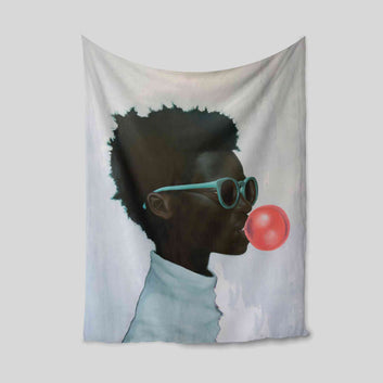 Black Boy With Bubble Gum Blanket, African American Blankets, Family Blanket, Gift Blanket