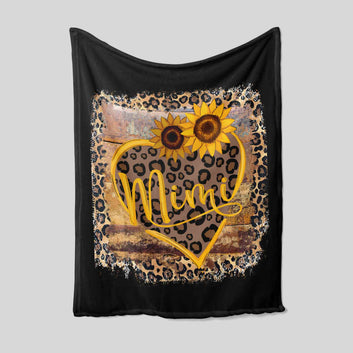 Mimi Blanket, Heart Blanket, Sunflower Blanket, Custom Name Blanket, Family Blanket, Gift Blanket