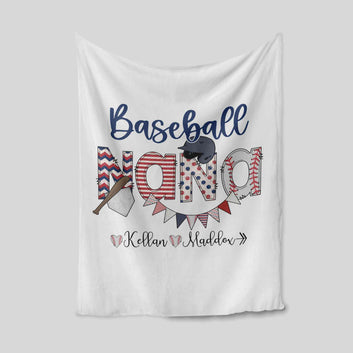 Baseball Blanket, Nana Blanket, Custom Name Blanket, Family Blanket, Gift Blanket