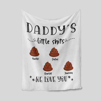 Daddy's Litte Shits Blanket, Poop Emoji Blanket, Funny Blanket, Custom Name Blanket, Gift Blanket