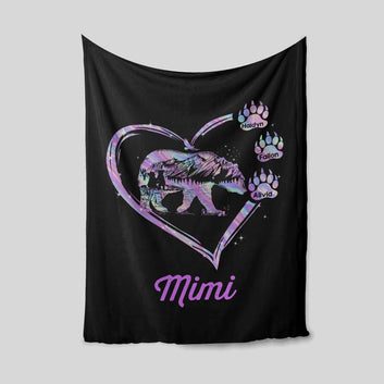 Personalized Name Blanket, Mimi Blanket, Bear Blanket, Heart Blanket, Family Blanket, Gift Blanket