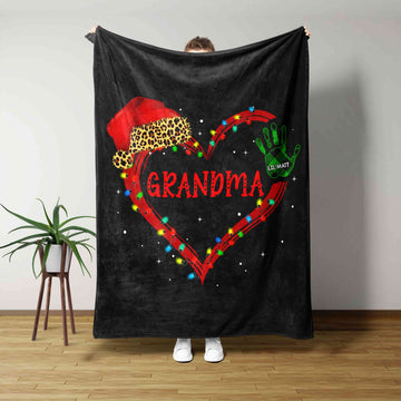 Grandma Blanket, Heart Blanket, Colorful Blanket, Christmas Blanket, Custom Name Blanket, Gift Blanket
