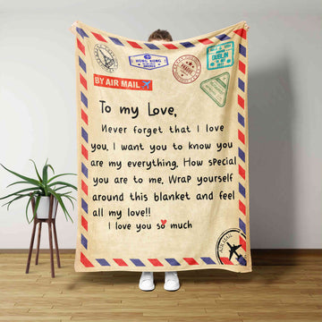 By Air Mail Blanket, Letter Blanket, Family Blanket, Custom Name Blanket, Gift Blanket