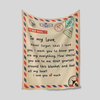 By Air Mail Blanket, Letter Blanket, Family Blanket, Custom Name Blanket, Gift Blanket
