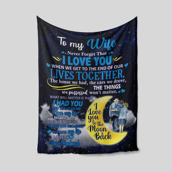 To My Wife Blanket, Moon Blanket, Couple Blanket, Custom Name Blanket, Family Blanket, Gift Blanket