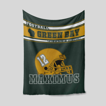 Football Blanket, Green Bay Football Blanket, Custom Name Blanket, Sports Fan Blanket, Gift Blanket