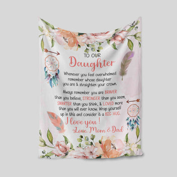 To My Daughter Blanket, Dream Catcher Blanket, Flower Blanket, Custom Name Blanket, Family Blanket, Gift Blanket