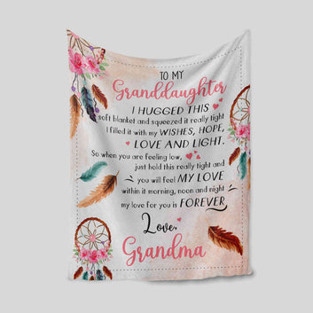 To My Granddaughter Blanket, Dream Catcher Blanket, Custom Name Blanket, Family Blanket, Gift Blanket