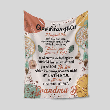 To My Granddaughter Blanket, Dream Catcher Blanket, Custom Name Blanket, Family Blanket, Gift Blanket