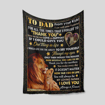 To Dad From Your Kids Blanket, Lion Blanket, Custom Name Blanket, Custom Image Blanket, Family Blanket, Gift Blanket