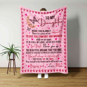 To My Daughter Blanket, Butterfly Blanket, Heart Blanket, Custom Name Blanket, Family Blanket, Gift Blanket