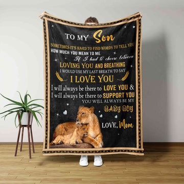 To My Son Blanket, Lion Blanket, Custom Name Blanket, Family Blanket, Gift Blanket