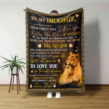 To My Daughter Blanket, Lion Blanket, Heart Blanket, Custom Name Blanket, Family Blanket, Gift Blanket