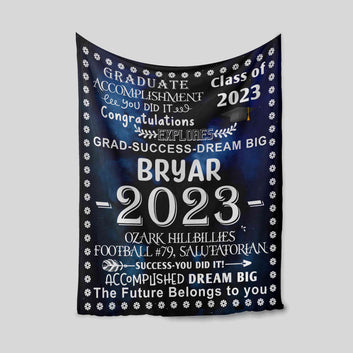 Graduate Accomplishment Blanket, Graduation Blanket, Custom Name Blanket, Gift Blanket