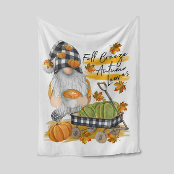 Fall Breeze & Autumn Leaves Blanket, Gnome Blanket, Pumpkin Blanket, Family Blanket, Gift Blanket