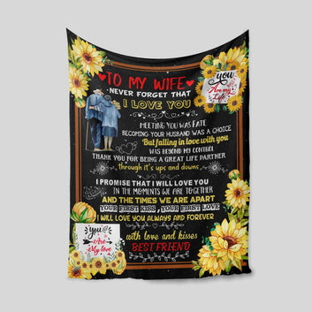 To My Wife Blanket, Sunflower Blanket, Custom Name, Family Blanket, Blanket For Gift