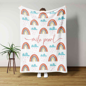 Custom Baby Blanket, Rainbow Blanket, Cloud Blanket, Baby Blanket, Gift Blanket, Family Blanket
