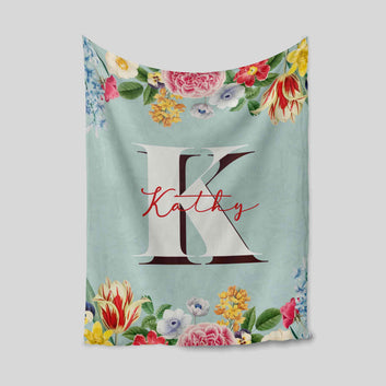 Personalized Name Blanket, Flower Blanket, Custom Name Blanket, Blanket For Gift