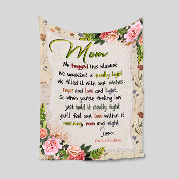 Mom Blanket, Flower Blanket, Family Blanket, Custom Name Blanket, Gift Blanket
