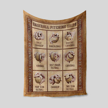 Baseball Pitching Grips Blanket, Baseball Blanket, Custom Name Blanket, Gift Blanket