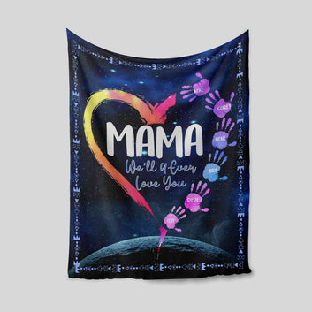 Mama Blanket, Hand Blanket, Heart Blanket, Custom Name Blanket, Family Blanket, Gift Blanket