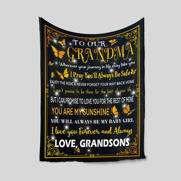 To Our Grandma Blanket, Butterfly Blanket, Custom Name Blanket, Family Blanket, Gift Blanket