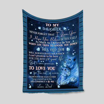 To My Daughter Blanket, Lion Blanket, Heart Blanket, Custom Name Blanket, Family Blanket, Gift Blanket