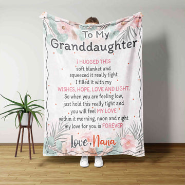 To My Granddaughter Blanket, Flower Blanket, Custom Name Blanket, Family Blanket, Gift Blanket