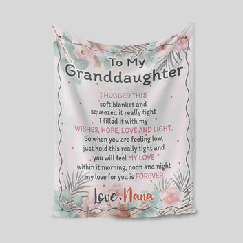 To My Granddaughter Blanket, Flower Blanket, Custom Name Blanket, Family Blanket, Gift Blanket