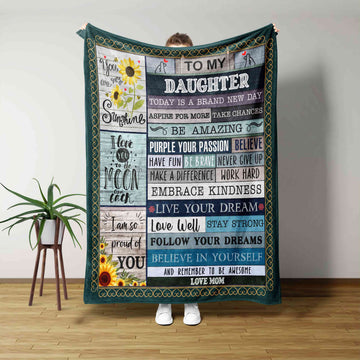 To My Daughter Blanket, You Are My Sunshine Blanket, Custom Name Blanket, Gift Blanket