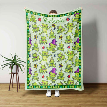 Personalized Name Baby Blanket, Frog Blanket, Cartoon Blanket, Family Blanket, Blanket For Baby