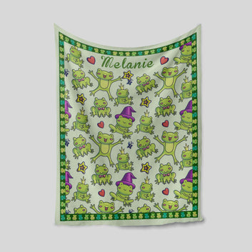 Personalized Name Baby Blanket, Frog Blanket, Cartoon Blanket, Family Blanket, Blanket For Baby