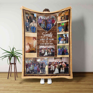 Family Where Life Begins Blanket, Custom Photo Blanket, Gift Blanket, Family Memories Blanket