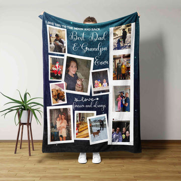 Best Dad & Grandpa Ever Blanket, Custom Photo Blanket, Father's Day Blanket, Gift Blanket