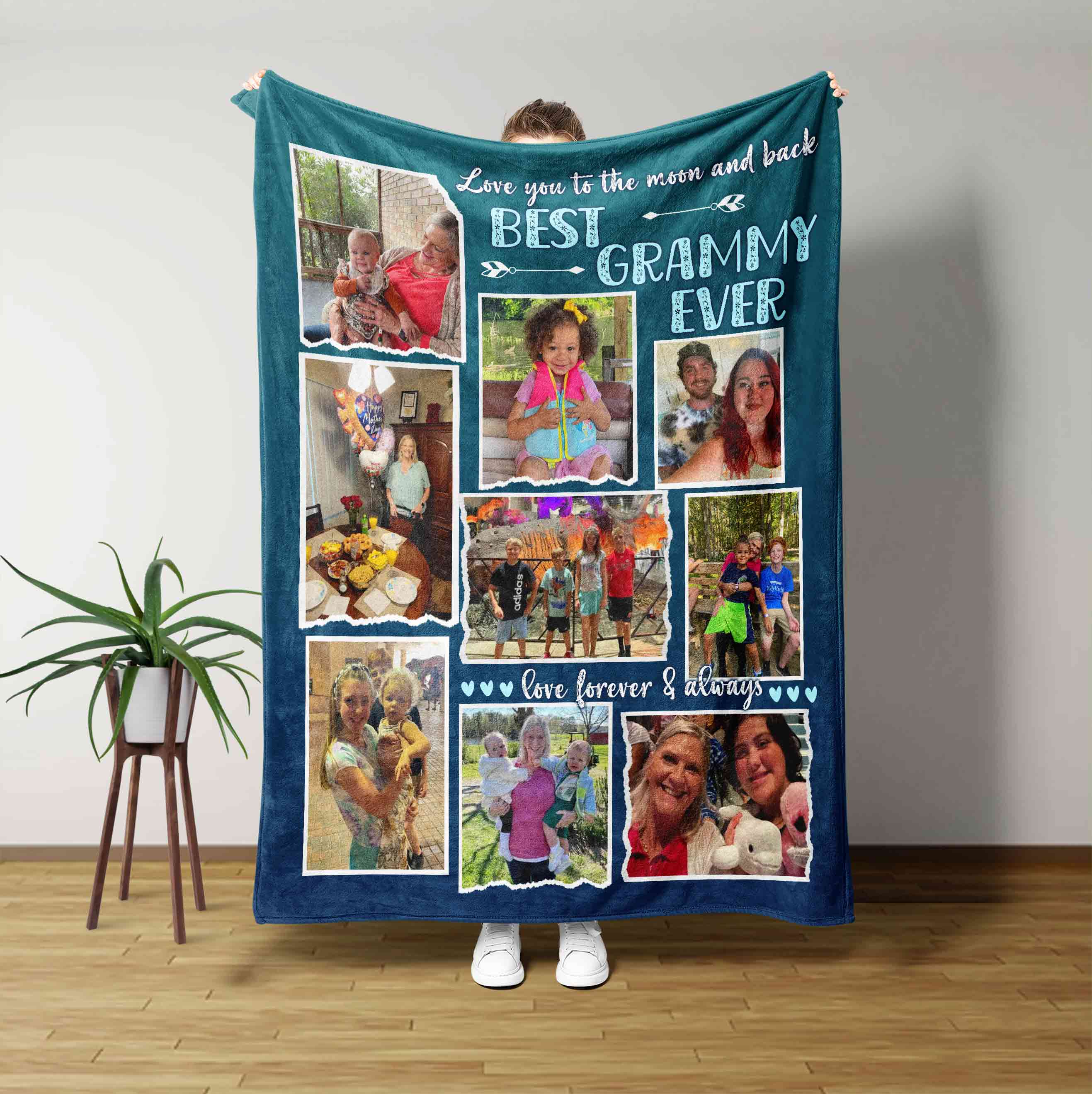 Best Grammy Ever Blanket Custom Photo Blanket Personalized Picture B