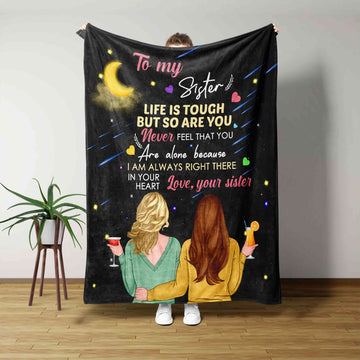Personalized To My Sister Blanket, Heart Blanket, Custom Name Blanket, Family Blanket, Blanket For Sister