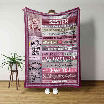 To My Sister Blanket, Monogrammed Blanket, Custom Name Blanket, Family Blanket, Gift Blanket