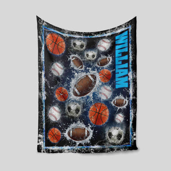 Sport Lover Blanket, Football Blanket, Softball Blanket, Soccer Blanket, Custom Name Blanket, Gift Blanket