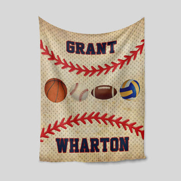 Sport Lover Blanket, Football Blanket, Softball Blanket, Soccer Blanket, Custom Name Blanket, Gift Blanket