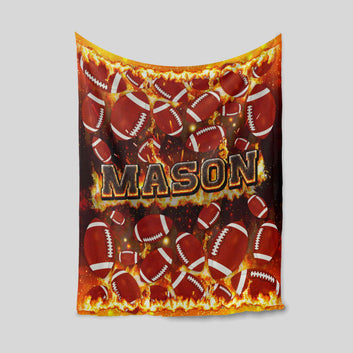 Personalized American Football Blanket, Custom Football City Blanket, Sports Fan Blanket, Gift Blanket