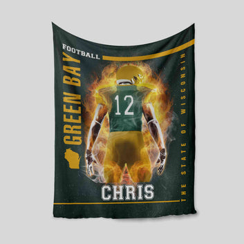 Personalized Football Blanket, Custom Football City Blanket, Football Blanket, Sports Fan Blanket, Gift Blanket