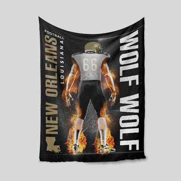 Personalized Football Blanket, Custom Football City Blanket, Football Blanket, Sports Fan Blanket, Gift Blanket